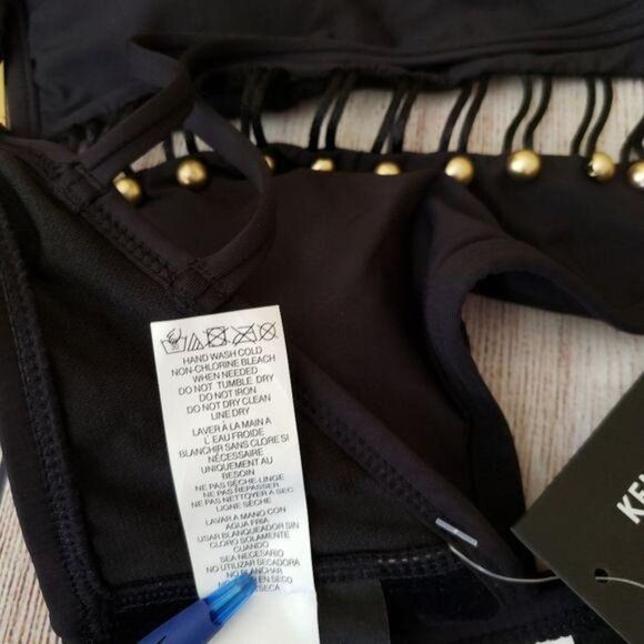 Kenneth Cole High Neck Cutout Bikini Top and Bottom Set Women's Size Small Black - Picture 10 of 12